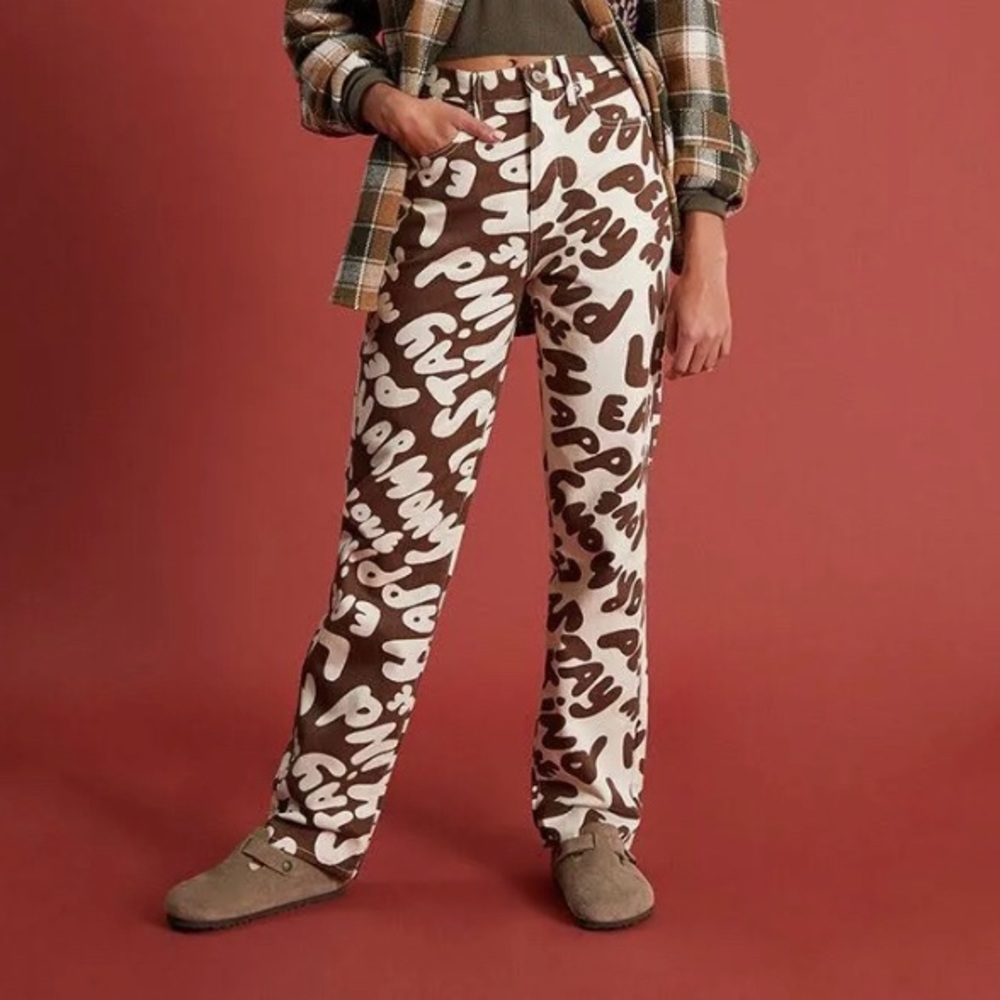 PACSUN Two-Tone Printed Dad Jeans, size 26